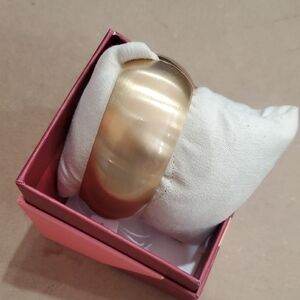 House of Harlow 1960 gold tone chunky wide matte straited gold cuff bangle new‎